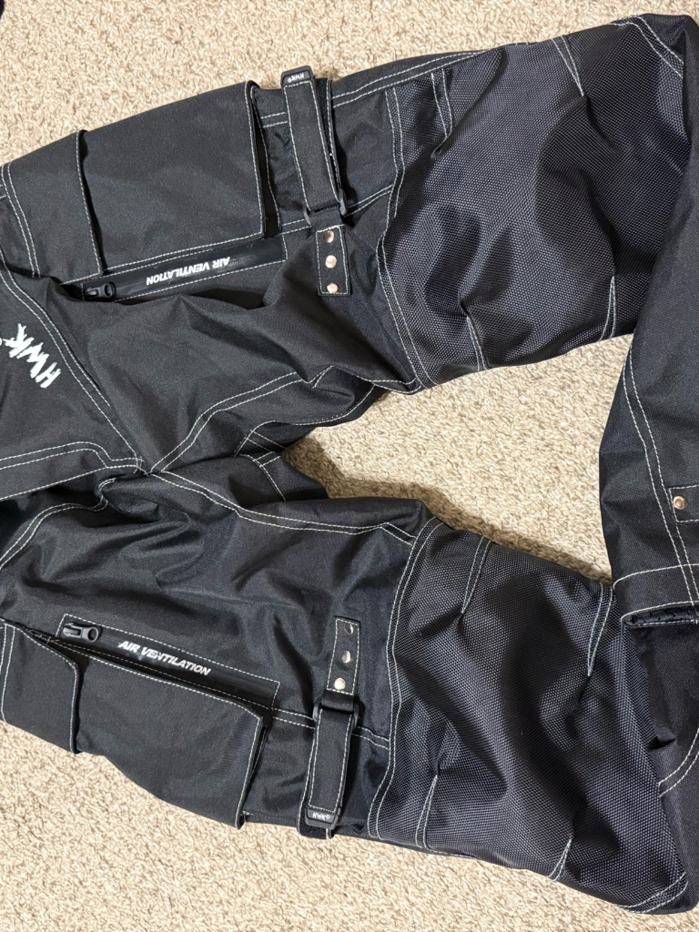 Men's Black Motorcycle Textile Pants with Ventilation